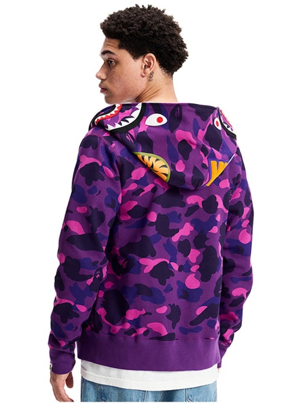 Purple & Pink Camo Bape Shark Hoodie